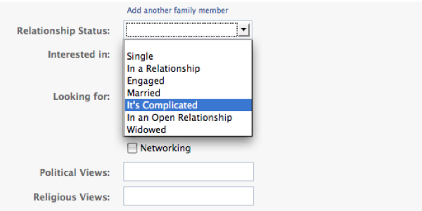 what does its complicated mean in a relationship on facebook