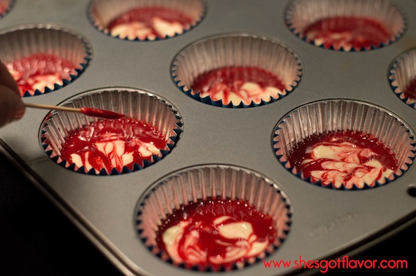 BMWK Red Velvet Cream Cheese Blueberry Cupcake in tins swirl