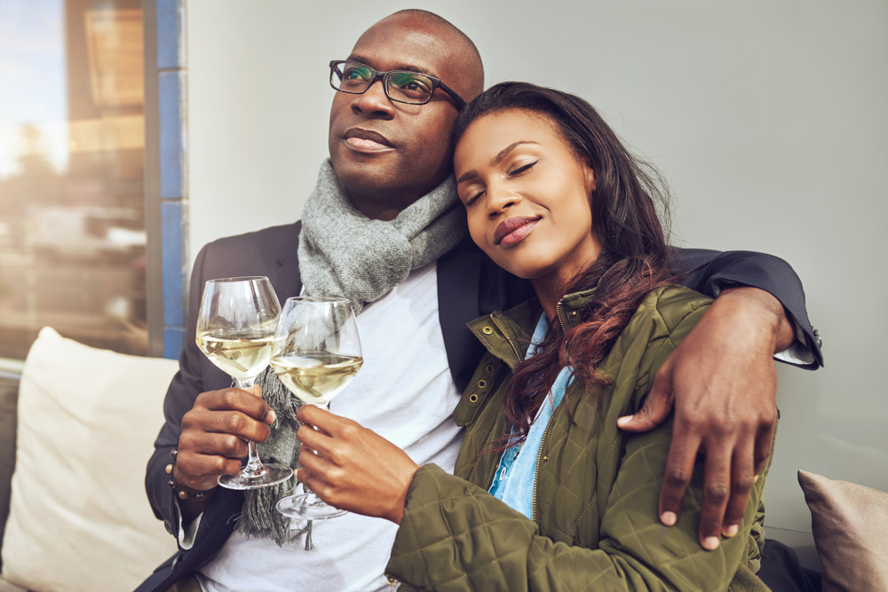 Black Man and Woman Sipping Wine In Love Are Real Couple Goals